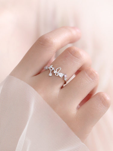 日系轻奢戒指女潮S925纯银花环