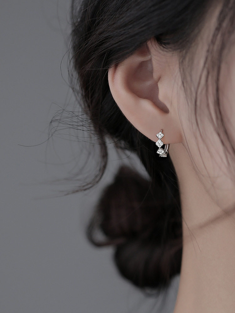 纯银菱形小众设计感女夏季耳环