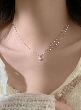 925纯银珍珠项链2025新款爆款高级颈链女轻奢小众锁骨链