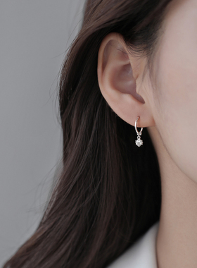 925纯银闪钻耳环夏季耳坠2021年新款潮耳钉ins耳扣耳饰女
