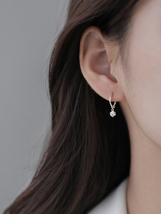 925纯银闪钻耳环夏季耳坠2021年新款潮耳钉ins耳扣耳饰女