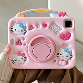 9.7寸防摔 6适用苹果11代保护壳A16平板第9代Air5软硅胶Pro11女款 手提彩虹kt猫iPad10代保护套笔槽2025款 Air7