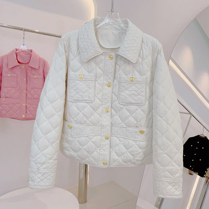 小香风轻薄款羽绒服女款短款2024年新款爆款菱形格薄款秋冬季外套