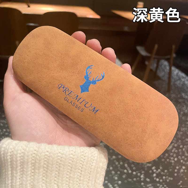 便携时尚鹿头镜盒老花近视眼镜盒复古文艺简约抗压眼镜收纳盒轻盈