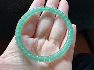 手围15 天然翡翠A货冰晴直切归圆手串 37颗 3.4 19可以戴 6.0