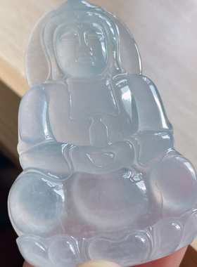 缅甸天然翡翠A货白冰大观音，大尺寸，65.4-41.3-5.8，29.41g