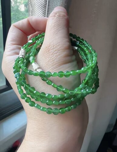 天然翡翠A货冰绿圆扁珠手链
