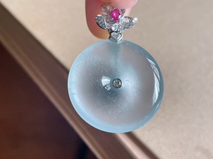 10.37g 5.8 缅甸天然翡翠A货高冰雪花棉平安扣18k金镶嵌40 27.2