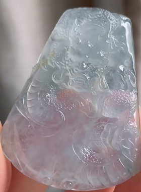 缅甸天然翡翠A货冰胶大龙牌，大件厚装，52.4-39.6-7.7，25.46g