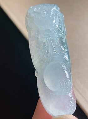 缅甸天然翡翠A货冰种龙牌，龙吸水，64.5-22.2-9.6，23.71g