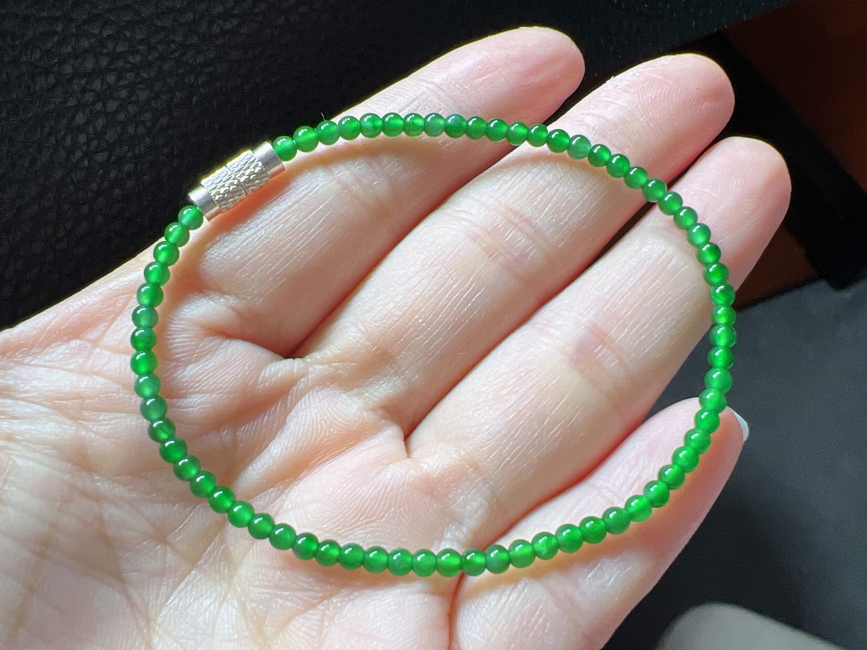 天然翡翠A货冰种正阳绿小米珠手链，珠卡2.8，种水好，色阳,珠宝/钻石/翡翠,手链/手串,淘宝优惠券,粉丝福利购,淘宝优惠卷