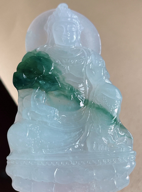 缅甸天然翡翠A货冰糯飘花渡母，62.7-36.8-6.1，24.98g