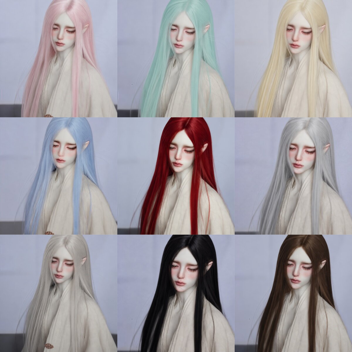 BJD娃娃长直发假发 三四六3BJD/SJD/胶皮