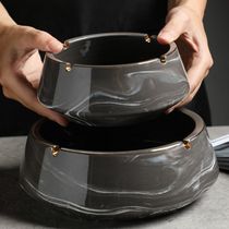 防飞灰陶瓷烟灰缸创意办公室家用中式客厅茶几大号个姓北欧潮流