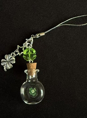 四叶草透明迷你许愿瓶手机挂件木塞漂流瓶挂饰可打开异形星星瓶子