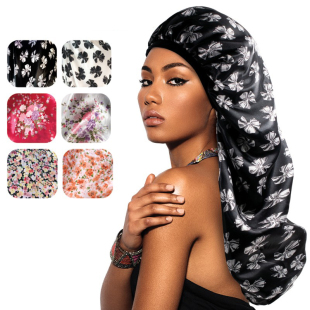 双层超大号睡帽家居帽长发月子帽亚马孙爆款防尘帽护发Bonnet Cap