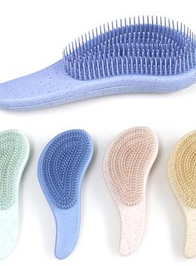 麦秸秆软齿顺发TT梳防脱发打结软齿按摩梳卷发梳Detangler Brush