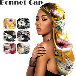 超大号睡帽家居帽长发月子帽亚马孙爆款护发帽防尘防风Bonnet Cap