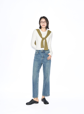 AUTUZCCI升级版|修容笔九分裤牛仔裤2026春弹力直筒烟管裤667046