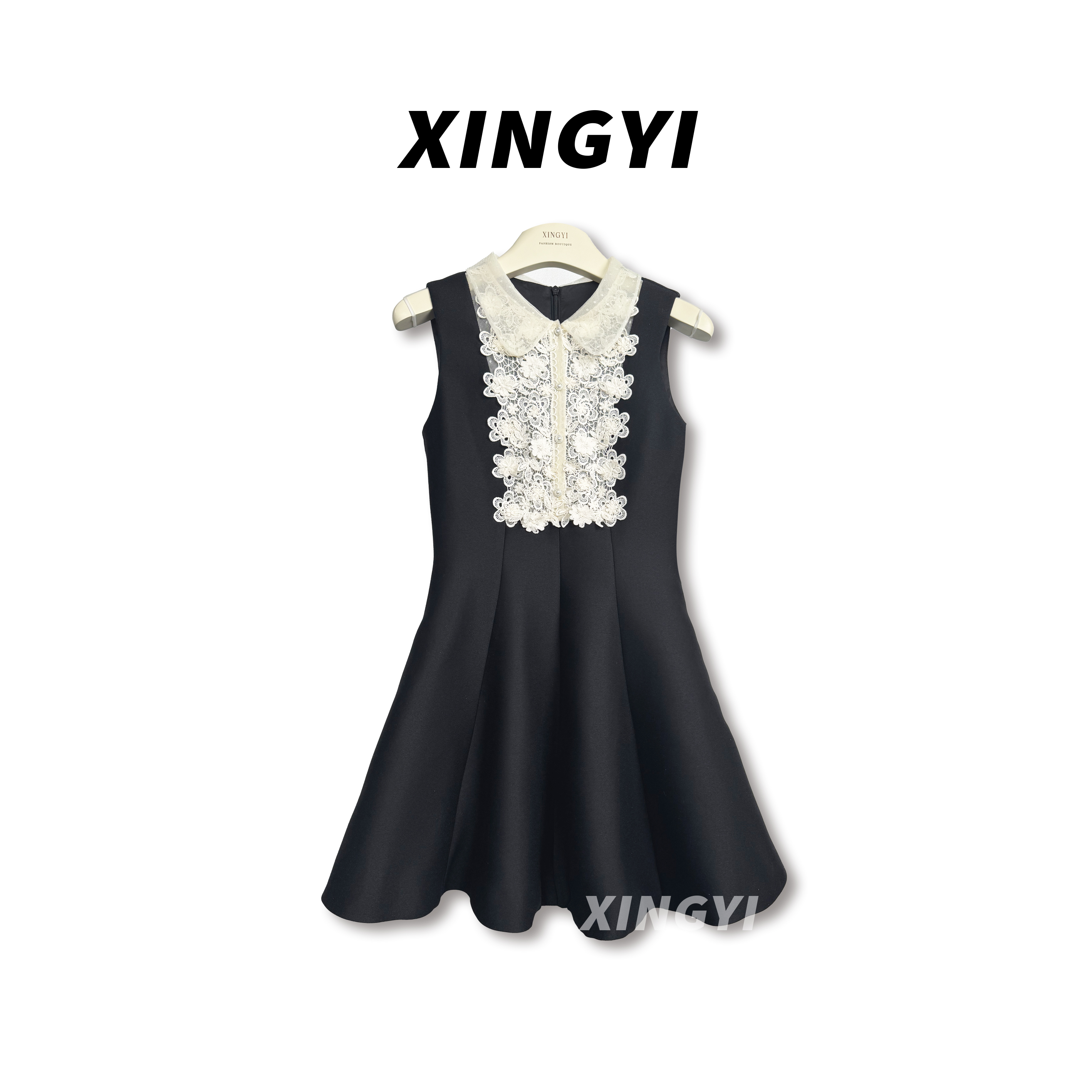 『XINGYI』露思同款千金名媛气质法式蕾丝连衣裙XY9354