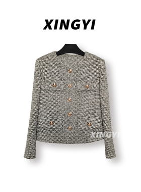 『XINGYI』祖儿同款圈圈毛复古单排扣粗花呢小香风外套XY8013