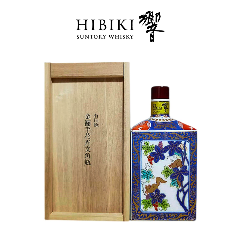 有田烧色绘椿柴桓文筒形瓶