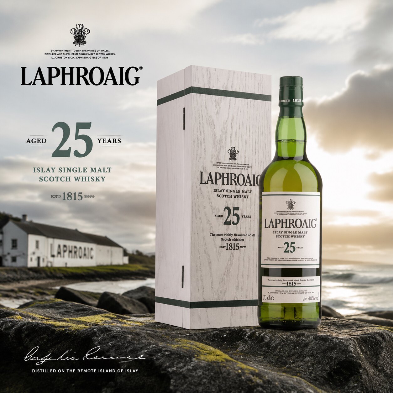 洋酒进口利富Laphroaig拉弗格25年礼盒单一麦芽苏格兰威士忌48.6%