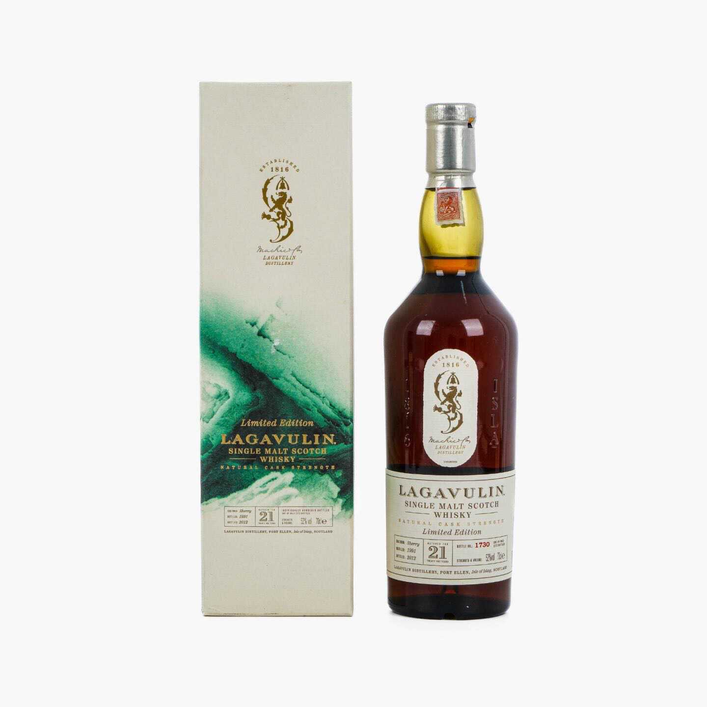 LAGAVULIN 乐加维林21年1991-2012雪莉桶单一麦芽威士忌 洋酒烈酒