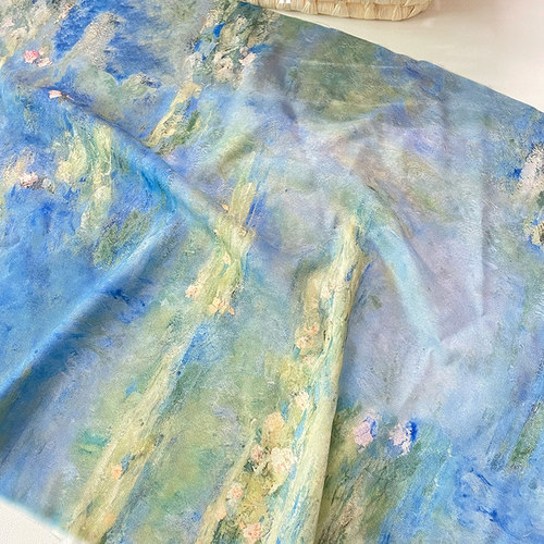 油画风提花面料法式复古布料