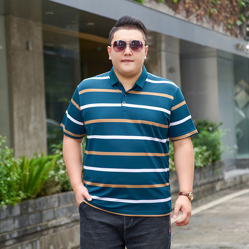 3XL-7XL男士条纹polo衫短袖商务休闲翻领保罗衫加肥加大2311P58,男装Polo衫,星座802