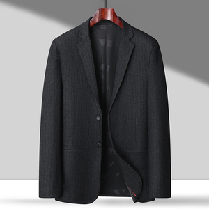 春装新款条纹大码西服毛料休闲两粒扣西装外套XZ2391P165图片
