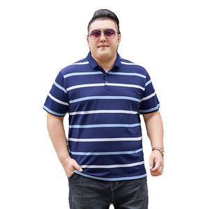 3XL-7XL男士条纹polo衫短袖商务休闲翻领保罗衫加肥加大2311P58图片