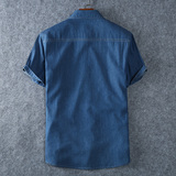 XL-8XL夏男休闲牛仔短袖衬衫时尚牛仔半袖衬衣加肥加大码1183-P55，男装T恤，星座802