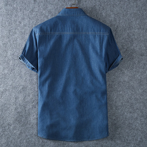 XL-8XL夏男休闲牛仔短袖衬衫时尚牛仔半袖衬衣加肥加大码1183-P55图片
