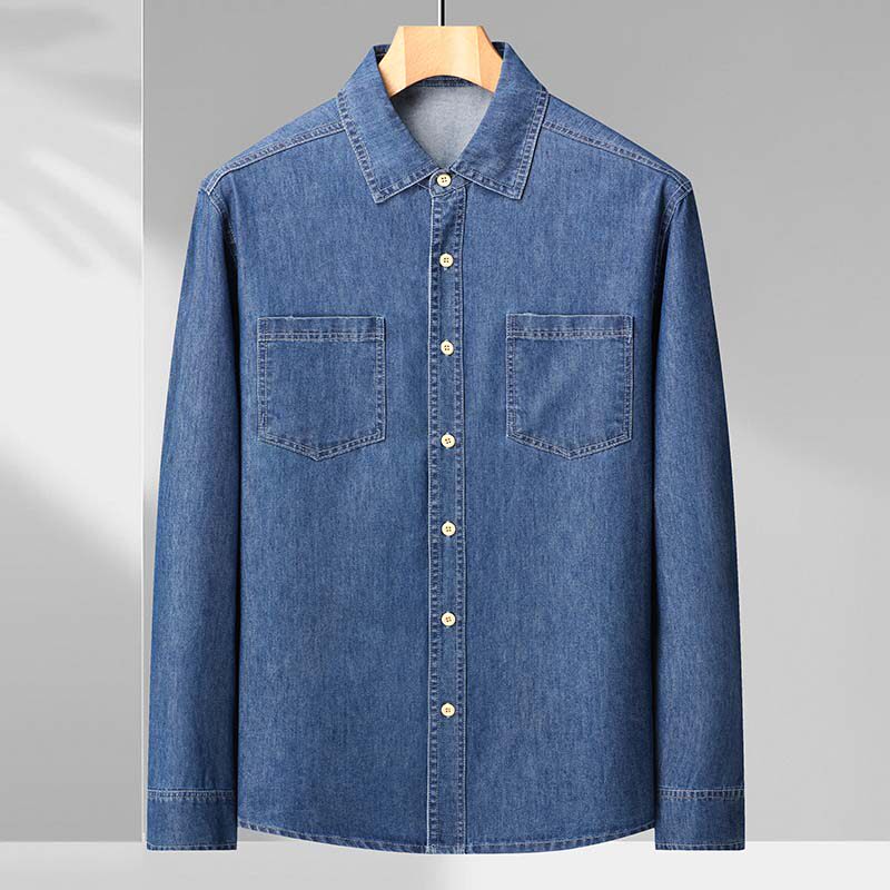 XL-8XL秋冬新款男牛仔长袖衬衫休闲男士牛仔衬衣上衣外套2365-P65图片