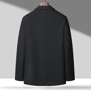 春装新款条纹大码西服毛料休闲两粒扣西装外套XZ2391P165图片