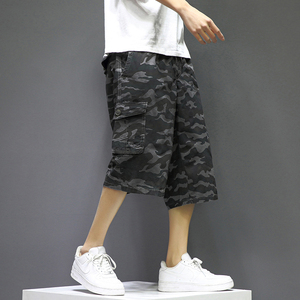 XL-6XL男士夏季薄款工装裤宽松马裤沙滩七分裤加肥加大码2022-P40图片