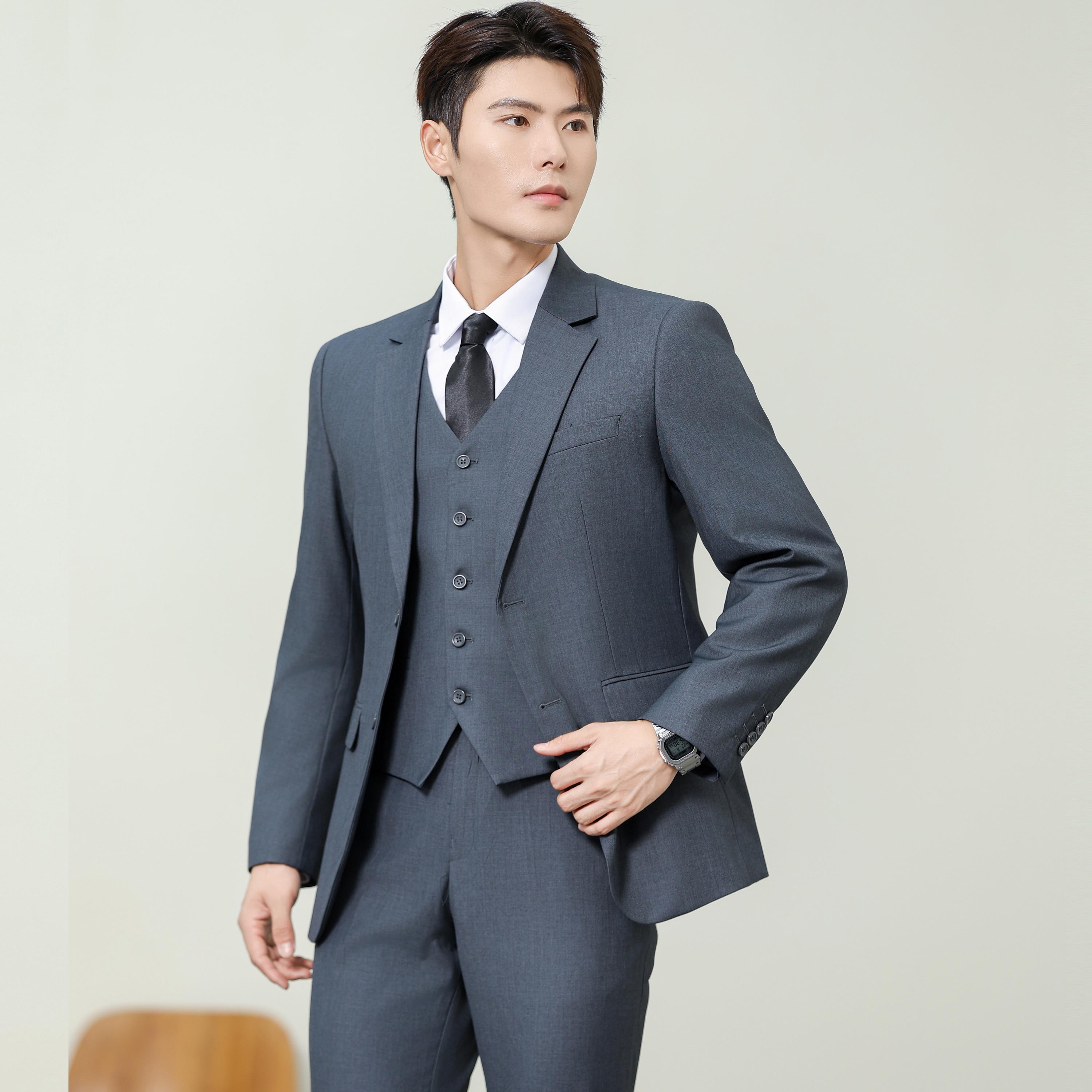 西服三件套西装三件套460克面裤含外套马夹裤子XZ3001P165,男装西服套装,星座802