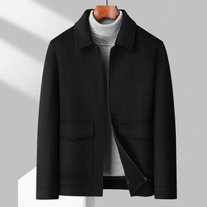 XL-8XL冬季宽松短款毛呢大衣男式休闲翻领羊毛呢外套大码2051P195图片