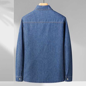 XL-8XL秋冬新款男牛仔长袖衬衫休闲男士牛仔衬衣上衣外套2365-P65图片