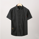 XL-8XL夏男休闲牛仔短袖衬衫时尚牛仔半袖衬衣加肥加大码1187-P55，男装T恤，星座802