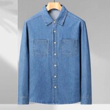 XL-8XL秋冬新款男牛仔长袖衬衫休闲男士牛仔衬衣上衣外套2365-P65，男装衬衫，星座802