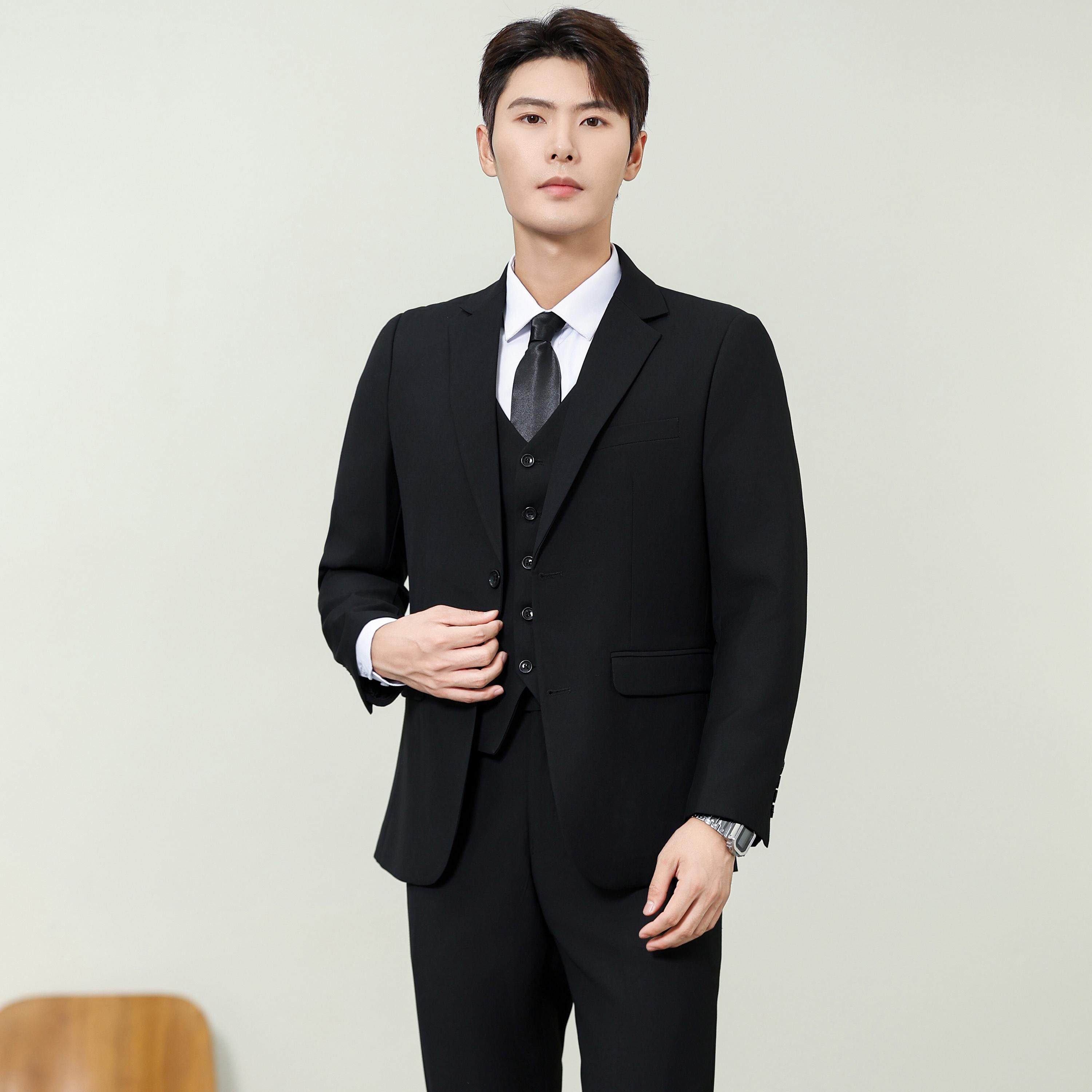 西服三件套西装三件套460克面裤含外套马夹裤子XZ3001P165，男装西服套装，星座802