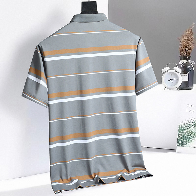 3XL-7XL男士条纹polo衫短袖商务休闲翻领保罗衫加肥加大3309P58,男装T恤,星座802