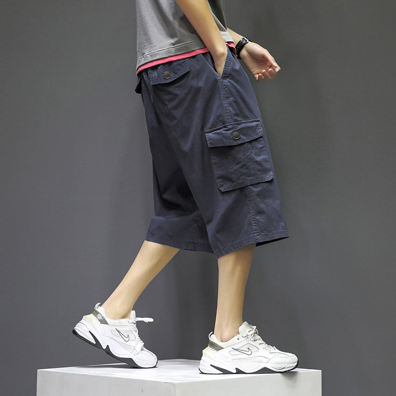 XL-6XL男士夏季薄款工装裤宽松马裤沙滩七分裤加肥加大码2022-P40,男装牛仔裤,星座802