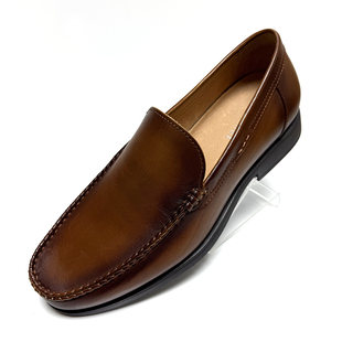 正品莱尔斯丹男鞋低帮真皮舒适气质牛皮男士一脚蹬乐福皮鞋35508