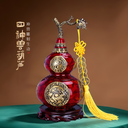 铜葫芦摆件四神兽葫芦彩绘葫芦开口葫芦朱雀玄武青龙白虎家送礼