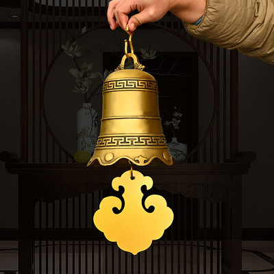 黄铜铃铛挂件光面六字真言铜钟