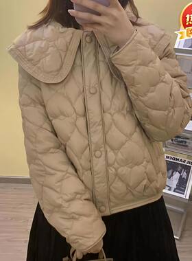 轻薄棉服女冬短款2024年新款薄款高端时尚女款秋冬娃娃领外套