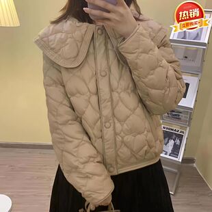 轻薄棉服女冬短款2024年新款薄款高端时尚女款秋冬娃娃领外套